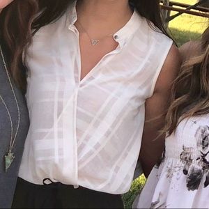 H&M Sheer White Professional Tank Keyhole & Button